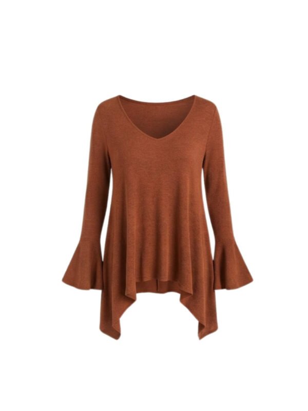 Womens Top With An Irregular Hem And Cuffs