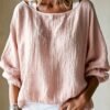 Womens Loose-fit Off-shoulder Top With Batwing Sleeves