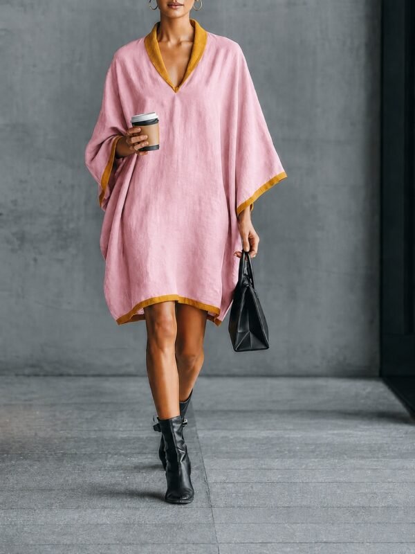 Relaxed-fit Linen-blend V-neck Dress