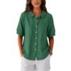 Womens Solid-color Loose-fit Casual Work Top
