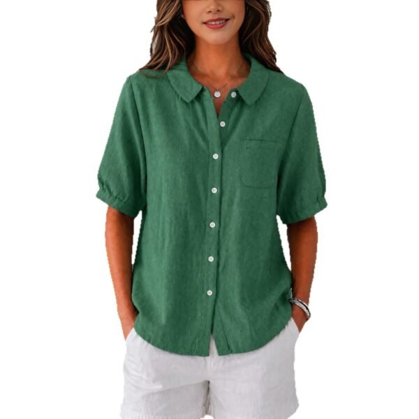 Womens Solid-color Loose-fit Casual Work Top