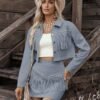 Womens Tassel Faux Suede Loose-fit Set