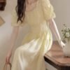 Ruffled-sleeve Waist-cinched Dress For Women