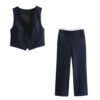 Two Sleeveless Tank Tops Sophisticated Casual Trousers