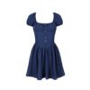 Womens Casual Puff-sleeve Square-neck Dress