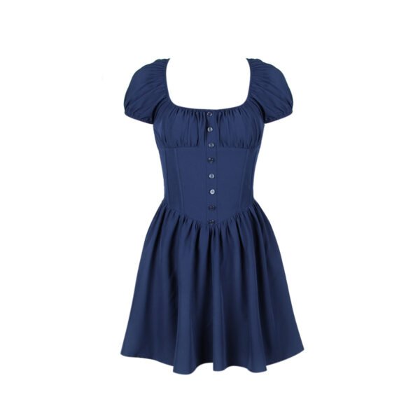 Womens Casual Puff-sleeve Square-neck Dress
