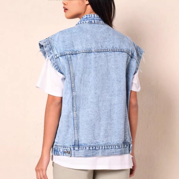 Womens Minimalist Casual Chic Denim Jacket Vest